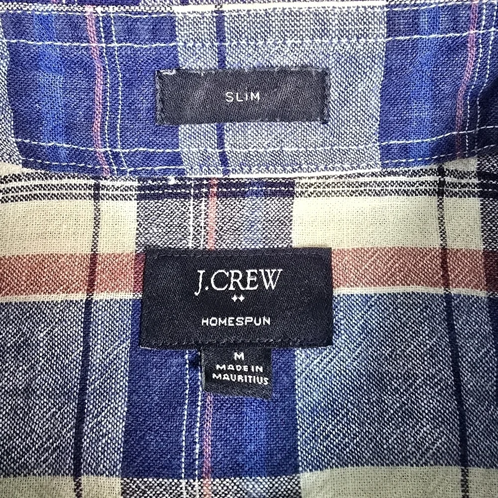 J. Crew | 100% Hand Spun Cotton Slim Fit Plaid Flannel Button Down Mens Shirt